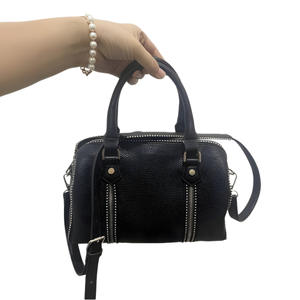 Z*V Nueva <span class=keywords><strong>Moda</strong></span> Bolso Cubo de Cuero Genuino de Piel de Vacuno con Textura de Lichi, Herrajes Texturizados, Remaches y Cierre de Cremallera, Tamaños Grande y Pequeño, Portátil - Product Image 5