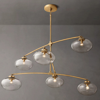 Luminaire suspendu en verre sphérique moderne, lustre rond en verre transparent