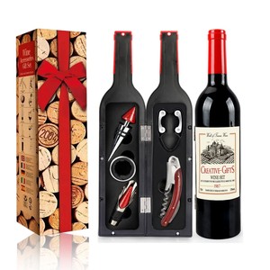 Набор для вина из 5 предметов: элитный креативный набор для красного вина с 3-компонентным набором для открывания бутылок, современный стиль, для семейных вечеринок, деловых мероприятий, промо-подарок - Product Image 1