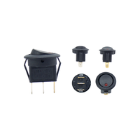 Interrupteur à bascule rond 3 broches 12V pour voiture et bateau, avec voyant LED, 4 couleurs : bleu, jaune, rouge, vert