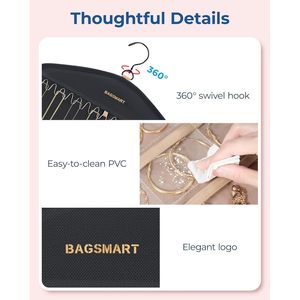 Organisateur de bijoux suspendu double face avec crochets pour colliers, boucles d'oreilles, bagues, rangement mural - Product Image 5