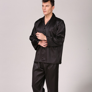 Ensemble <span class=keywords><strong>de</strong></span> pyjama en satin décontracté pour <span class=keywords><strong>homme</strong></span>, confortable et personnalisé, à manches longues, 2 pièces, avec poches, 100% polyester, respirant, vêtements <span class=keywords><strong>de</strong></span> <span class=keywords><strong>nuit</strong></span> d'été - Product Image 3