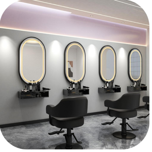 Espejo de Lujo para Barbería y Salón de Belleza, Dedicado al Teñido y Planchado, con Luz, Calentamiento y Gabinete Colgante de Pared - Product Image 6