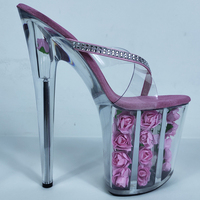 Sandal Wanita Hak Tipis 20 Cm, Baru 8 Inci Bunga Hak Tinggi Transparan PVC 2021