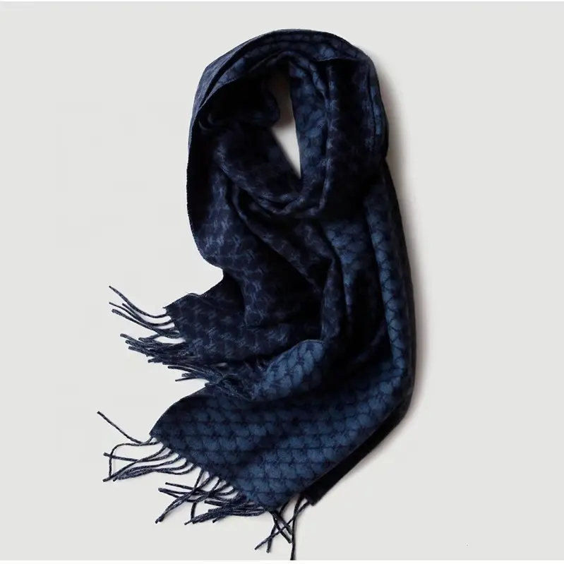 50% Cashmere + 50% Wool Mens Scarves Black Scarves Navy Blue Winter Scarf