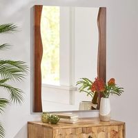 Tanmicoshomy 20x28 Inch Asymmetrical Live Edge Wood Framed Rectangle Mirror for Bathroom Bedroom Living Room or Entryway