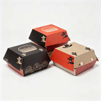 Boîte à hamburger en carton blanc personnalisée OEM ODM avec logo, écologique, compostable, boîte à clapet pour burger, jetable, qualité alimentaire
