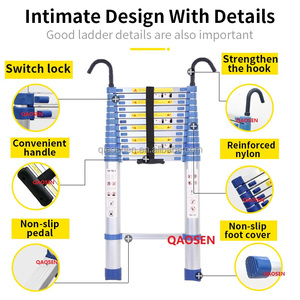 Échelle télescopique industrielle portable en <span class=keywords><strong>aluminium</strong></span> bleu 6063, capacité de charge 150 kg, <span class=keywords><strong>5</strong></span>-15 <span class=keywords><strong>marches</strong></span>, prix FOB compétitif Ningbo - Product Image 2