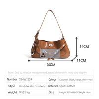Sac à bandoulière chic et minimaliste en cuir fendu imperméable pour femme - Fourre-tout et sac bandoulière polyvalent pour usage quotidien au design épuré