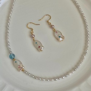 Nouvel ensemble collier et boucles d'oreilles en cuivre tendance 2026, perle baroque naturelle, pendentif petit poisson, cadeau sportif pour femme - Product Image 1