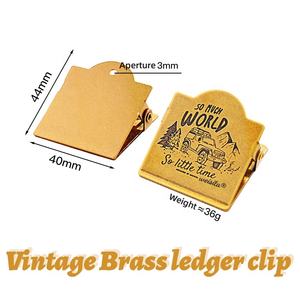 Clip de poche en cuivre pur avec <span class=keywords><strong>logo</strong></span> personnalisé, clip en laiton pour papier <span class=keywords><strong>TN</strong></span>, pour usage au bureau, planche à croquis, classeur, clip en métal pour planche à dessin - Product Image 2