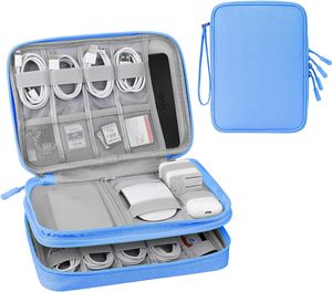 Échantillon Gratuit : Organisateur Électronique en Toile, Sac de Voyage Double Couche pour Accessoires Électroniques, Grande Capacité avec Fermeture Éclair - Product Image 1