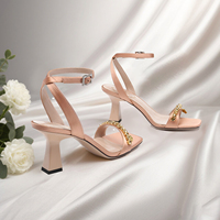 Sandales à talons hauts roses pour femmes, bout carré ouvert, escarpins de mariée à bride cheville, fermeture à enfiler, hauteur de talon 5cm 8cm, collection Printemps Grecca