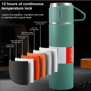 Bouteille isotherme personnalisée en gros de 500 ml à double paroi en acier inoxydable 304 avec couvercle pour boissons chaudes - Product Image 5
