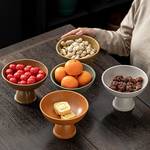 Ensemble de bols en céramique sur pieds, style traditionnel, réutilisables, pour servir des fruits, des collations, du thé - Product Image 1