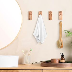 Bohémien in legno da parete ganci <span class=keywords><strong>adesivi</strong></span> da parete per abbigliamento cappello giacca asciugamani chiavi arredamento senza danni - Product Image 4
