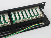 Yüksek Performanslı Korumalı 24 Portlu 1U 19 İnç Metal Siyah Cat6 STP/FTP Altın Kaplama 250-500MHz Veri İçin Ağ Patch Paneli