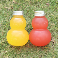 Bouteille de boisson en plastique jetable de 300 ml en forme de gourde ovale pour le thé, emballage, produits en vente chaude
