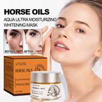 Marque privée OEM Masque blanchissant à l'huile de cheval Hydrate Éclaircit les peaux sèches Répare le gel anti-âge Masque de sommeil
