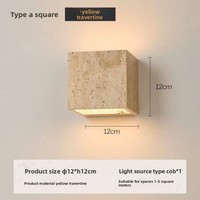 Lampe murale LED en pierre jaune style Wabi-Sabi japonais pour chambre à coucher, couloir et entrée d'hôtel (110V-220V)