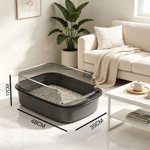 Cat Litter Box Extra Large Semi Enclosed Odor Proof Rectangle For Cats And Dogs - Product Image 2