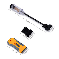 Ensemble d'outils multi-usages pour enlever la teinte des vitres 24 pièces avec kit de grattoir à lame de rasoir à long manche pour le nettoyage