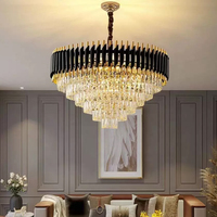 Lustres ronds en métal rustique sur mesure, grand modèle nordique de luxe, luminaires suspendus pour hôtel, salon, plafonniers LED modernes, lustres en cristal