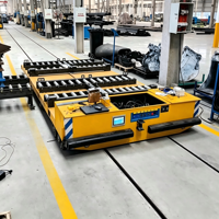 Chariot de transfert sur rail à vitesse personnalisable RGV (Véhicule sur rail intelligent) pour système de convoyage de palettes en usine