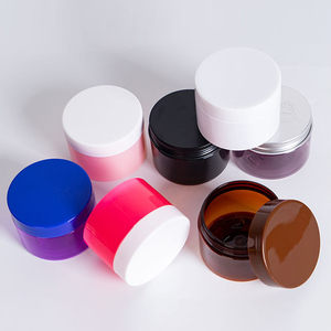 Récipients cosmétiques PET personnalisés Noir 150ml 200ml 250ml 300ml Pots de crème en plastique PET avec couvercles en plastique - Product Image 1