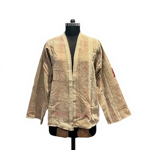Handcrafted Ladies Kantha Crop <b>Short</b> Quilted <b>Jacket</b> with Boho Patchwork Design Breathable 100% Cotton Shawl Collar - Product Image 5