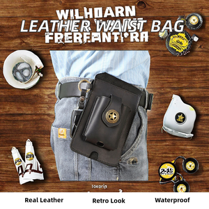 Sac banane vintage en cuir pleine fleur véritable pour homme, en cuir de vachette Crazy Horse, prix de gros, sacoche de ceinture pour téléphone portable - Product Image 3