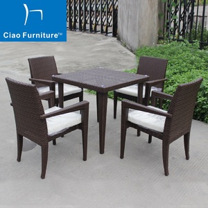 Phật sơn nhà hàng ngoài trời sân thượng đồ nội thất <span class=keywords><strong>PE</strong></span> mây <span class=keywords><strong>wicker</strong></span> 5 miếng vườn bàn ăn và Ghế bộ - Product Image 4
