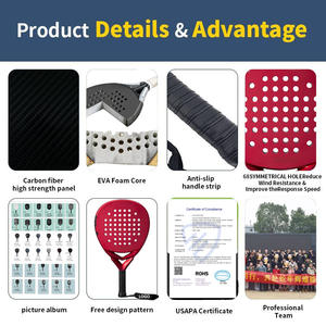 Ensemble <span class=keywords><strong>de</strong></span> raquettes et <span class=keywords><strong>de</strong></span> balles <span class=keywords><strong>de</strong></span> padel <span class=keywords><strong>de</strong></span> haute qualité, carbone 24K <span class=keywords><strong>l</strong></span>éger, professionnel, intermédiaire, Primero Toray - Product Image 5