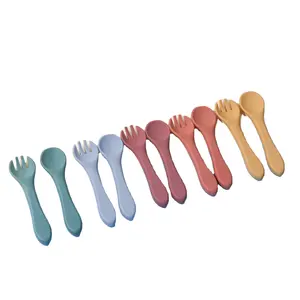 Silicone Baby Spoons Infant Baby Feeding Spoons Soft Toddler Training Spoon Baby Gift