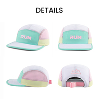 Casquettes de camping unisexes en nylon à 5 panneaux, personnalisées en gros pour OEM, avec trous découpés au laser, haute performance, pour le sport et la course, avec logo réfléchissant