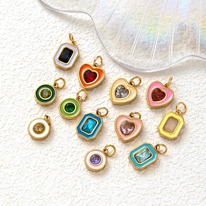 จี้ห้อยประดับอัญมณีประจำเดือนเกิดเคลือบเงา |   จี้สแตนเลสสตีลชุบทอง 18K PVD สำหรับทำเครื่องประดับ |   กันน้ำและป้องกันการแพ้ - Product Image 2