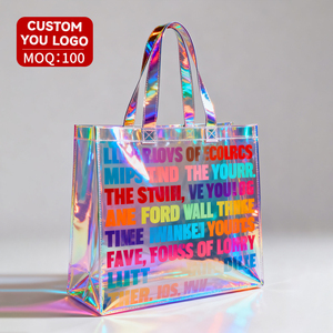 Rõ ràng nhựa PVC Tote lưu trữ túi xử lý bền Dot tái sử dụng Dot Màn hình truyền nhiệt thiết kế bãi biển Đảng bán lẻ túi mua sắm - Product Image 1