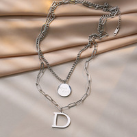 Chaîne de chandail collier double couche en acier inoxydable haut de gamme pour femme avec un luxe léger et un charme de mode intemporel