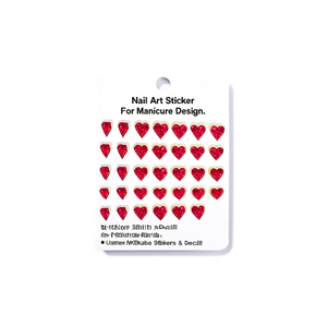 Pegatina decorativa para decoración de uñas, marco dorado con cristales rojos en forma de corazón para diseño de manicura - Product Image 2