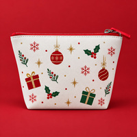 Pochette cosmétique en toile personnalisée pour Noël, avec fermeture éclair, trousse de toilette pour les fêtes, pour emballage cadeau et promotion en détail