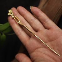Bâtonnet à cheveux artisanal oriental en cuivre à long manche, polyvalent, style zen, écologique, cadeau pour femme