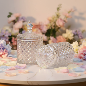 Campioni Gratuiti: Lussuosi <span class=keywords><strong>Portacandele</strong></span> <span class=keywords><strong>in</strong></span> <span class=keywords><strong>Vetro</strong></span> Trasparente Vuoti con Coperchio, Lanterne e Vasetti per Candele per l'Arredamento Domestico - Product Image 4