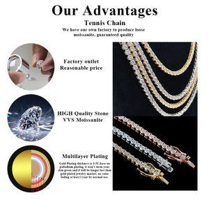 Pass Diamond Tester RTS Hip Hop Jewelry Charms Iced Out 2,0mm-6,5mm Lab Diamond 925 Silver VVS Moissanite Tennis Chain Collares - Product Image 5