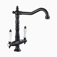 Robinet de lavabo rétro à deux poignées, eau chaude et froide, pour évier de cuisine et bac à légumes