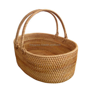 Panier de pique-nique rond pliable multifonctionnel en fibre végétale écologique durable fait à la main pour le stockage des fruits et légumes - Product Image 3