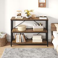 Table console étroite personnalisée avec rangement, table d'entrée en bois et métal industriel pour couloir, entrée, salon