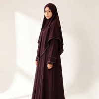 Ensemble Khimar Deep Plum pour femmes, vêtements modestes de couleur bordeaux, vêtements musulmans islamiques, longueur au sol