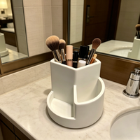 Organisateur de Comptoir Multi-Compartiments en Résine pour Dentifrice, Cosmétiques, Pinceaux de Maquillage – Rangement de Bureau Multi-Grilles