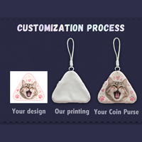 Porte-monnaie triangulaire personnalisé fait main avec photo de dessin animé d'animal de compagnie, petite pochette zippée, article promotionnel imprimé, créatif et culturel