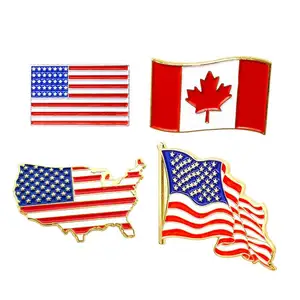 Kein Minimum Custom Metal Badge Benutzer definierte National America Kanada Flagge Anstecknadel Abzeichen Flag Pin
